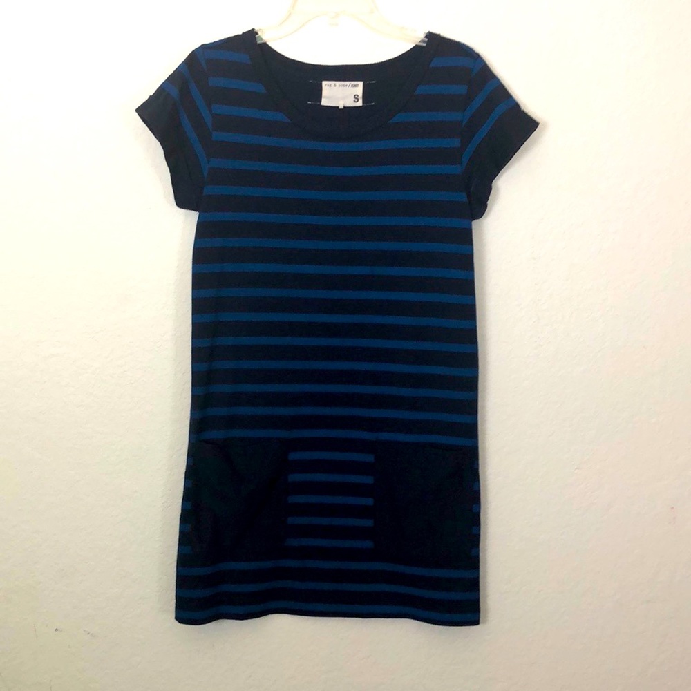 RAG & BONE Blue Striped Mini Dress SZ Small
